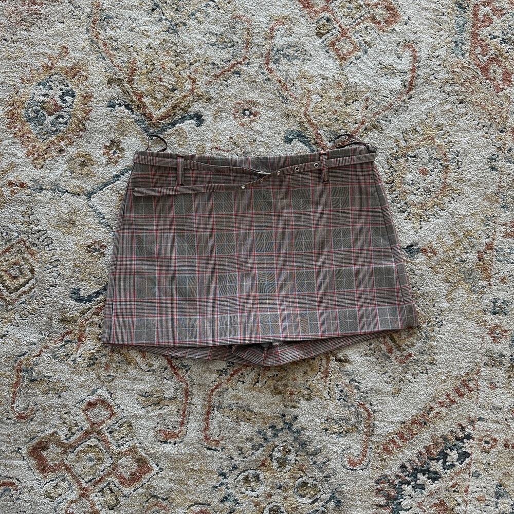 Zara Checkered Skirt with Red Accents